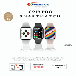 MAIMEITE สมาร์ทวอทช์กันน้ำ Sports Bluetooth S8 1.92นิ้ว รองรับการสัมผัสแบบเต็มหน้าจอ การวัดออกซิเจนในเลือด รองรับภาษา