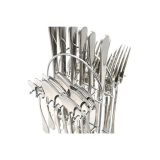 Cutlery set ชุดช้อนส้อม สแตนเลส 24 pcs พร้อมขาตั้ง สีเงิน ST210915-2O