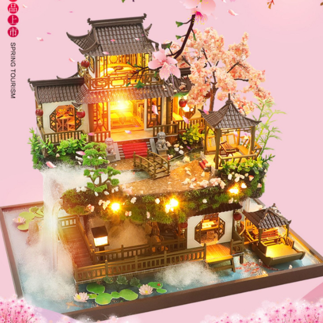 [พร้อมส่ง] บ้านจีนโบราณ DIY บ้านตุ๊กตา ประกอบเอง Palace in Paradise หลังใหญ่ มีฝากันฝุ่น (PC2203)