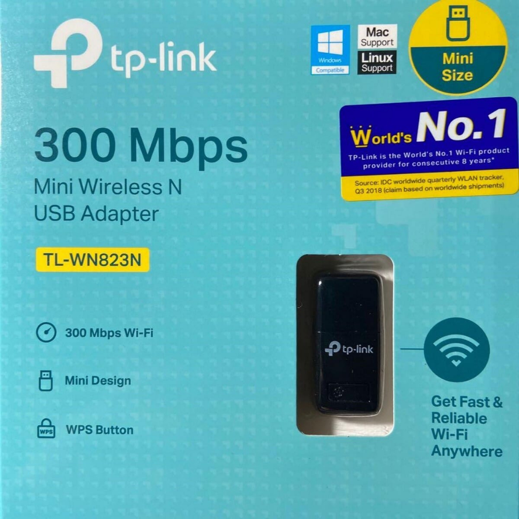 Wireless USB Adapter TP-LINK (TL-WN823N) N300 อะแดปเตอร์ Mini USB Wireless 300Mbps TL-WN823N  ความเร