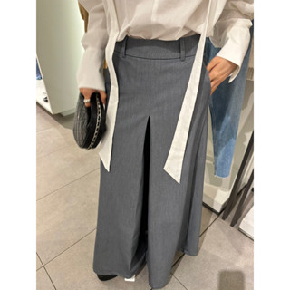 vn2202 📸 Sydney Wide Leg Trousers 📸 กางเกงกระโปรงผ้าสูท กางเกงทรงกระบอกใหญ่ ปลายขากว้าง กางเกงซิปข้าง