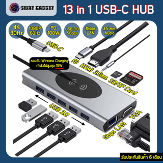 [Pre-Order] 13 in 1 USB Type-C To HDMI VGA USB-C HUB ชาร์จไร้สายได้ สำหรับ MacBook iPad Pro iPad Air SWATGadget