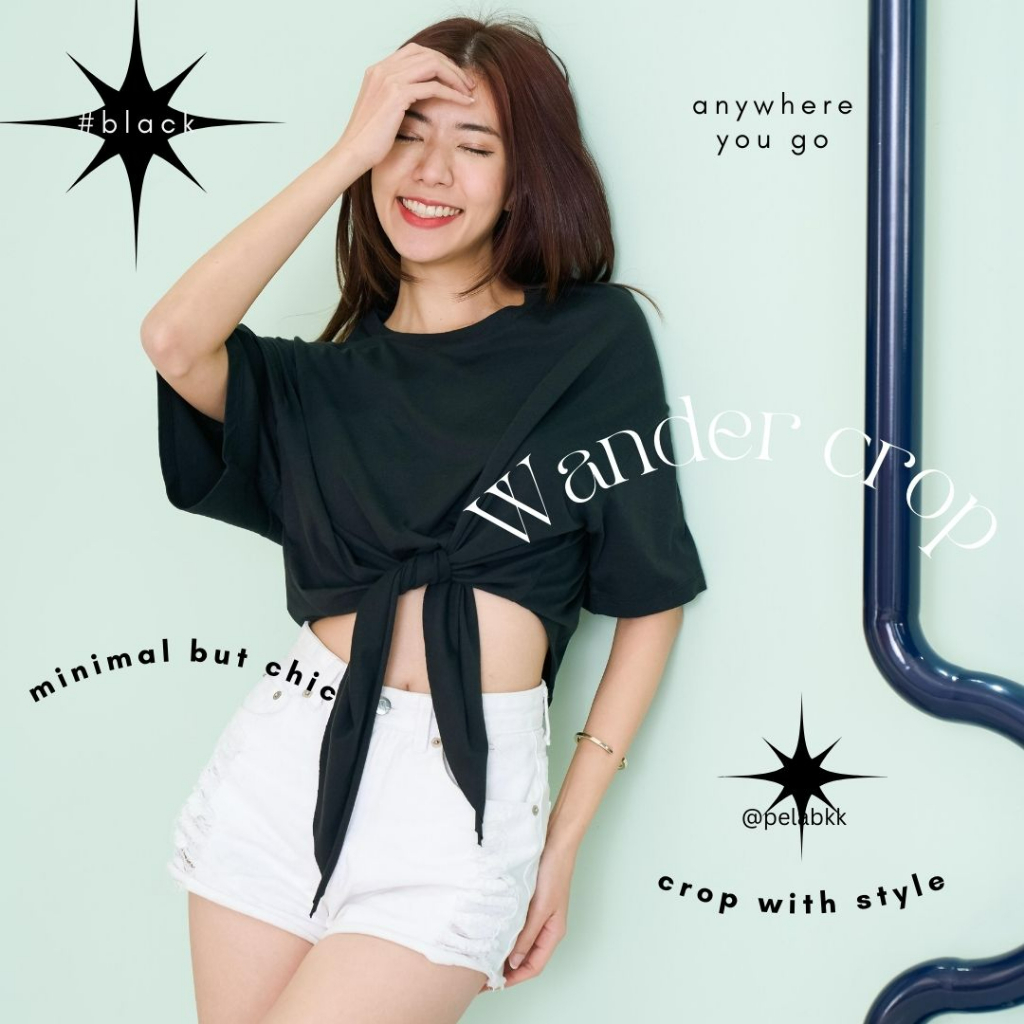 Pela.bkk wander crop เสื้อยืดผูกเอวครอปแขนสั้น