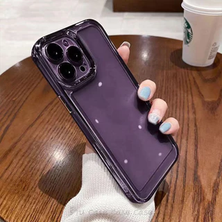 [หลังอะคริลิค] เคสใส ขอบสี สำหรับ iPhone case ไอโฟน TPU PC เคสกันกระแทก 16 Pro Max 15 plus 14 13 12 11 XS XR X 8 7