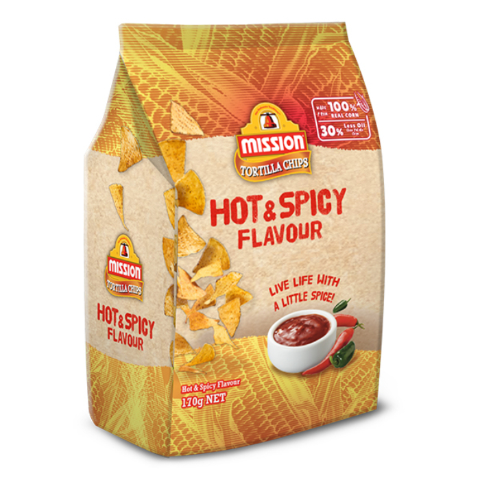 มิชชั่น ตอติญ่า ชิปส์ รสฮอตแอนด์สไปซี่ 170 กรัม - Tortilla Chips Hot & Spicy 170g Mission brand