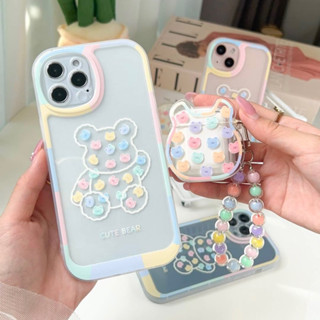 [i14] พร้อมส่งในไทย🧸💖set case+เคสหูฟัง เคสสำหรับ iPhone Case เคสไอโฟน ใสลายหมีเยลลี่หลากสี Bear เคสหมี X-14Pro,14Promax