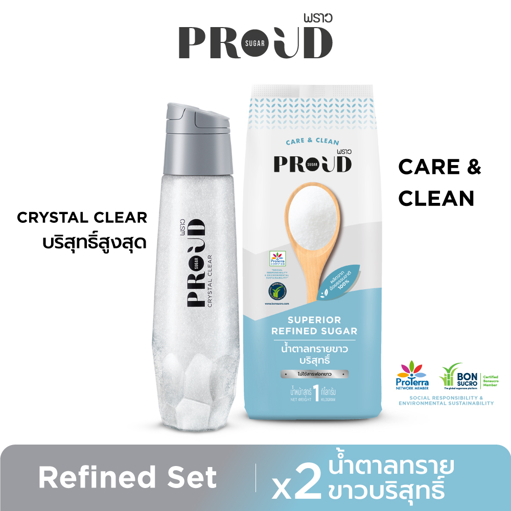 PROUD พราว เซทน้ำตาลทราย Crystal clear + Granulated sugar