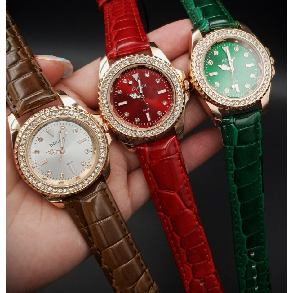 Me-Times Shop นาฬิกาข้อมือ นาฬิกาหญิง สายหนัง Bolun แบรนด์แท้ ขนาดกลาง ( แถมฟรี !!! กล่องกระดาษ )