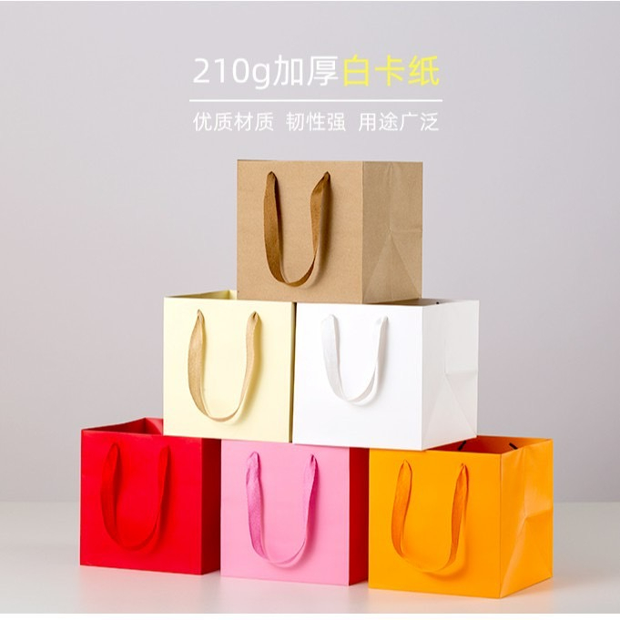 พร้อมส่งในไทย ถูกสุด มี10สี ถุงกระดาษ หูหิ้วเชือกแบน สีพื้น ถุงใส่ช่อดอกไม้ ของขวัญ ถุงใส่ของ วาเลนไทน์ ใส่ของรับไหว้
