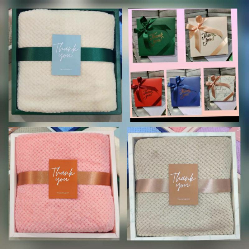 ของรับไหว้ผ้าเช็ดตัวเนื้อนุ่มรังผึ้งขนาด27*54นิ้ว+กล่องLผูกโบว์