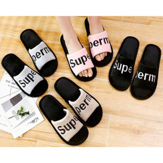 รองเท้าใส่ในบ้าน สลิปเปอร์แบบเปิดนิ้ว slipper รองเท้าผ้าฝ้าย กันลื่น SUPERM นุ่ม ใส่สบาย รองเท้าผู้หญิง ส่งจากไทย