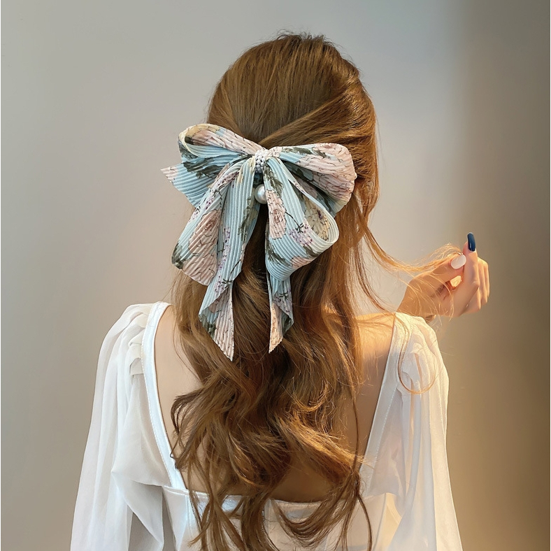กิ๊บโบว์ติดผม โบว์ใหญ่ ลายดอกไม้น่ารักๆ สีสันสวยงาม พร้อมส่ง
