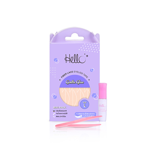 HELLO FIBER LACE EYELID TAPE GENTLE GLUE เทปติดตาสองชั้นรุ่นไฟเบอร์ตาข่าย กาวสูตรอ่อนโยน กล่องเล็ก