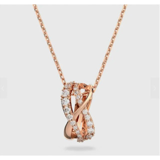 SWAROVSKI Twist Necklace White, Rose gold-tone plated สร้อยคอจี้รูปวงกลมคล้องกัน ของแท้100%