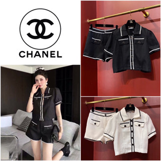 ชุดเซ็ต CHANEL TWEED CC LOGO TOP WITH SHORT PANTS