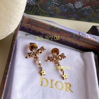 ต่างหู Dior CD ดิออร์ ก้านเงินแท้