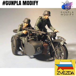 ZVEZDA 1/35 โมเดลประกอบ รถมอเตอร์ไซค์ German Motorcycle BMW R12 with Sidecar and Crew 3607