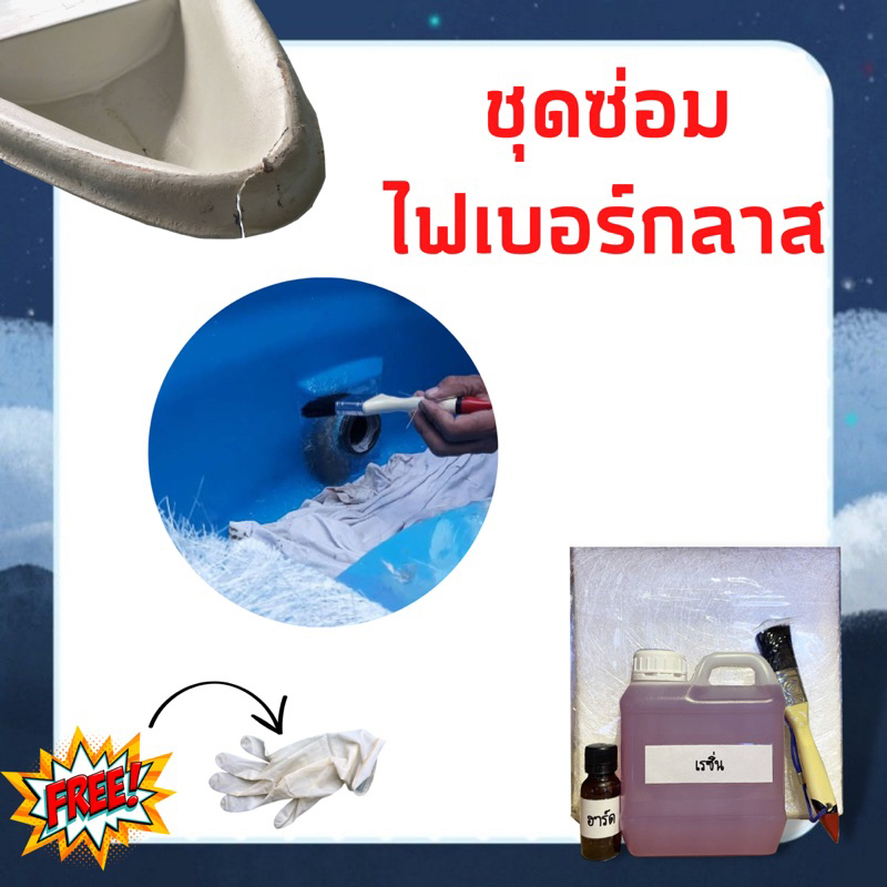 ชุดซ่อมเรือไฟเบอร์กลาส ซ่อมรถ ซ่อมงานไฟเบอร์ เรซิ่น น้ำยาเรซิ่น