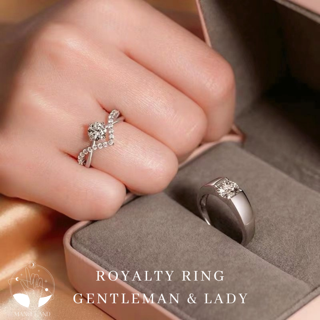 MNL ROYALTY RING LADY แหวนคู่แห่งความซื่อสัตย์ แทนใจ แหวนเพชร เงินแท้ ผู้หญิง ทองคำขาว ทอง วันครบรอบ วันหมั้น หรูหรา