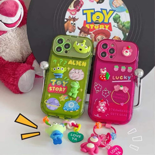 เคส ลายเอเลี้ยน มีกระจก ขาตั้งได้ สำหรับ iPhone 14 pro max 13 13pro max เคสนูนTPU ลายการ์ตูนน่ารัก มีกระจก