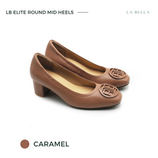 LA BELLA รุ่น LB ELITE ROUND MID HEELS - CARAMEL