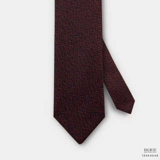 Red and Navy Sharkskin Texture 3 Inch Necktie-เนคไทสีแดง-กรม ลายฟันปลา