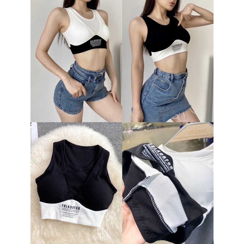 CHERISH (พร้อมส่ง) D21 เสื้อกล้าม สายเดี่ยว คอกลม มีฟองน้ำในตัว สไตล์เท่ ผ้านุ่มใส่สบาย
