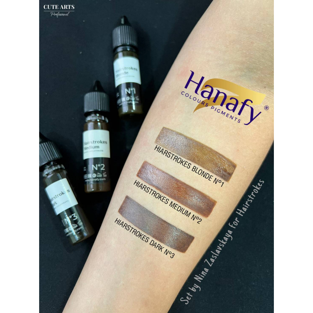 สีสักคิ้วลายเส้น Hairstrokes hanafy 15ml. สีสักคิ้ว สีสักขอบตารัสเซีย สีติดหนาแน่น พร้อมส่งในไทย แนะ