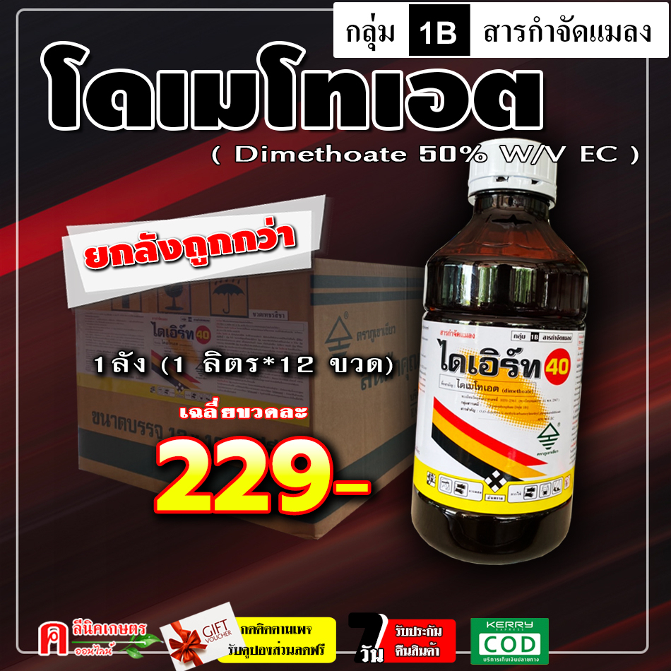 // ขายยกลัง //ไดเอิร์ท-ไดเมโทเอต ( 12 ลิตร ) ป้องกันกำจัดแมลง แมงกะแท้ แมงบิน หนอนเจาะ หนอนกอข้าว