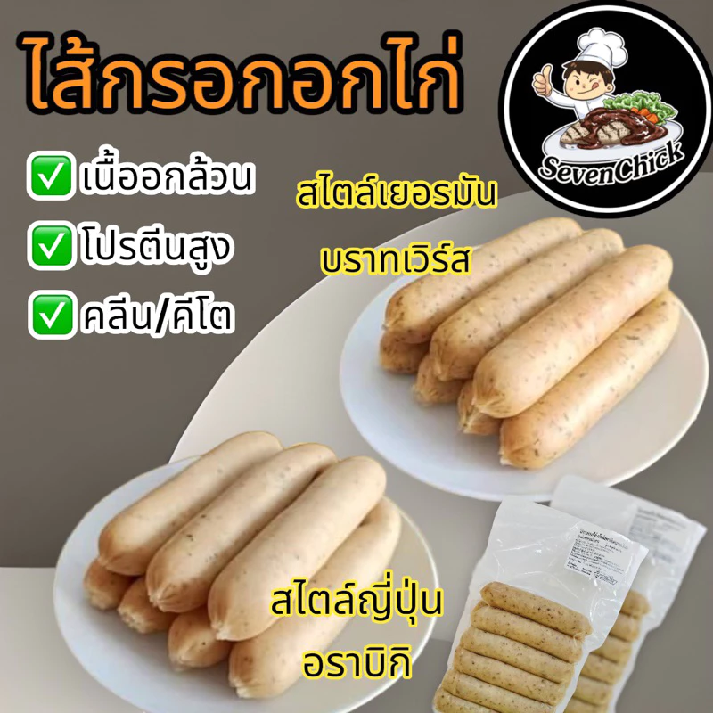 ไส้กรอกอกไก่คลีน คีโต (แพ็คฟรีกล่องโฟม)