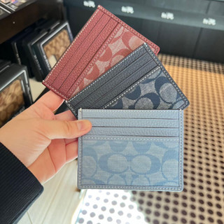 พร้อมส่ง แท้ 🇺🇸💯% New Coach ใส่บัตร ผ้ายีนส์ มี 3 สี SLIM ID CARD CASE IN SIGNATURE CHAMBRAY (COACH CH100)