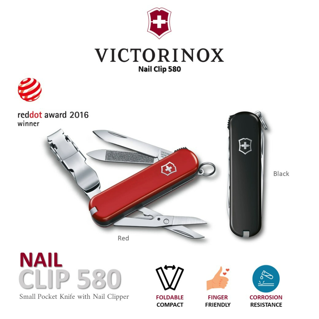 Victorinox Nail Clip 580 - Small Pocket Knife with Nail Clipper (0.6463) | มีดพับสวิส ที่ตัดเล็บ ตกแต่งเล็บ