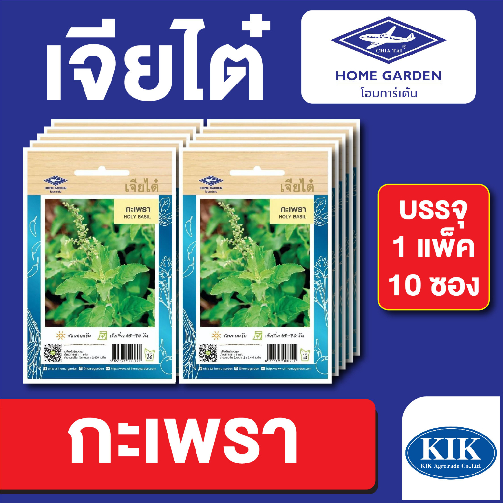 เมล็ดพันธุ์ ผักซอง กะเพรา ตราเจียไต๋ CT15 บรรจุแพ็คล่ะ 10 ซอง ราคา 75 บาท
