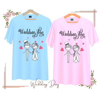 เสื้อทีมงานแต่ง เพื่อนเจ้าบ่าว เพื่อนเจ้าสาว คู่บ่าวสาว Wedding Day เนื้อผ้านุ่ม ใส่สบาย มีสี ขาว ฟ้า ชมพู