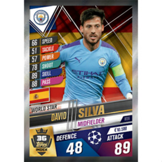 David Silva (Manchester City) W36.  MATCH ATTAX 101 2019/20 - WORLD STAR