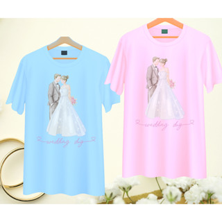 เสื้อทีมงานแต่ง เพื่อนเจ้าบ่าว เพื่อนเจ้าสาว คู่บ่าวสาว Wedding Day เนื้อผ้านุ่ม ใส่สบาย มีสี ขาว ฟ้า ชมพู