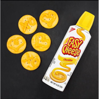 จากUSA🇺🇸Easy cheese cheddar 226g. ทำจากชีสจริง อีซี่ชีส เชดดาร์ สเปรย์ชีสแบบกด ไม่มีฉลากไทย