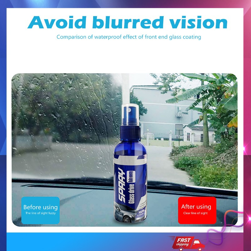 น้ำยาเคลือบกระจก น้ำยาเคลือบกันฝน เสปรย์เคลือบกระจกกันน้ำ การันตี100% 100 ml กันน้ำและกันหมอก