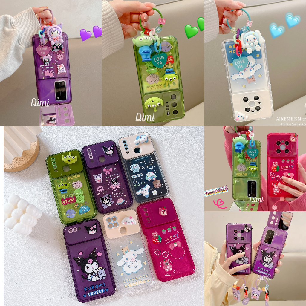 เคสนิ่ม เคสตั้งได้ เคสมีกระจก การ์ตูนนูน OPPO A17 A53 5G A5S A7 A12 RENO7 5G VIVO Y12 Y15 Y17 Y20 Y12S Y20S Y21 Y33T