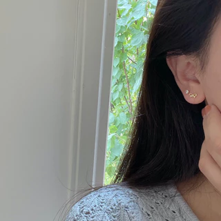 earika.earrings - gold twin bloomish set เซ็ตต่างหูดอกไม้ก้านเงินแท้ชุบทอง คนแพ้ง่ายใส่ได้