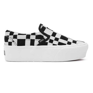 [ของแท้ ส่งฟรี จากไทย] VANS CLASSIC SLIP-ON STACKFORM - WOVEN CHECK BLACK/WHITE