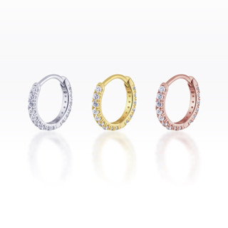 PiercingRoomByJay CZ Diamond Eternity Huggie Hoop เงินแท้