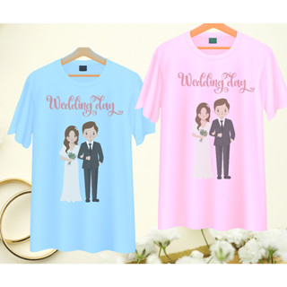 เสื้อทีมงานแต่ง เพื่อนเจ้าบ่าว เพื่อนเจ้าสาว คู่บ่าวสาว Wedding Day เนื้อผ้านุ่ม ใส่สบาย มีสี ขาว ฟ้า ชมพู