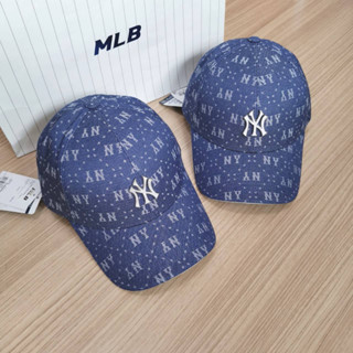 &lt;พร้อมส่ง&gt;MLB Denim Dia Monogram Structured Ball Cap 2 สี สีฟ้า สีน้ำเงิน