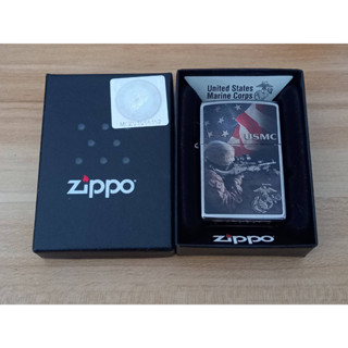 ZIPPO 28899  UNITED STATES MARINE CORPS  STREET CHROME COLOR IMAGEผลิตปี2015  ถังในตรงปี  ของใหม่ไม่ผ่านการใช้งานของแท้