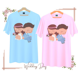 เสื้อทีมงานแต่ง เพื่อนเจ้าบ่าว เพื่อนเจ้าสาว คู่บ่าวสาว Wedding Day เนื้อผ้านุ่ม ใส่สบาย มีสี ขาว ฟ้า ชมพู