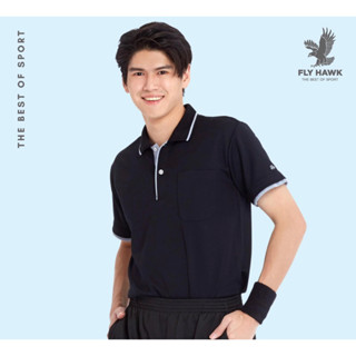 A353 เสื้อโปโล สีดำ Fly hawk