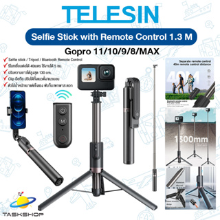 💥ใหม่ล่าสุด💥TELESIN 1.3m Bluetooth Remote Control Selfie Stick for GoPro 11/10/9/8/MAX/Phone