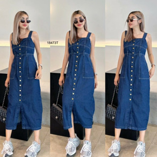 พร้อมส่ง Snap Botton Denim Dressเดรสยีนส์ เอี๊ยมบยีนส์