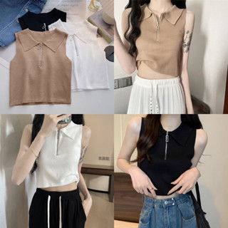 Somedays_closet l🌷พร้อมส่ง🌷 Yuki top เสื้อไหมพรมผ้าบางแขนกุด ฟีลลูกคุณหนูดูแพง